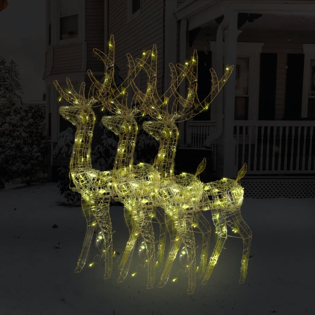 VidaXL décorations de Noël renne 3 pcs 120 cm acrylique blanc chaud