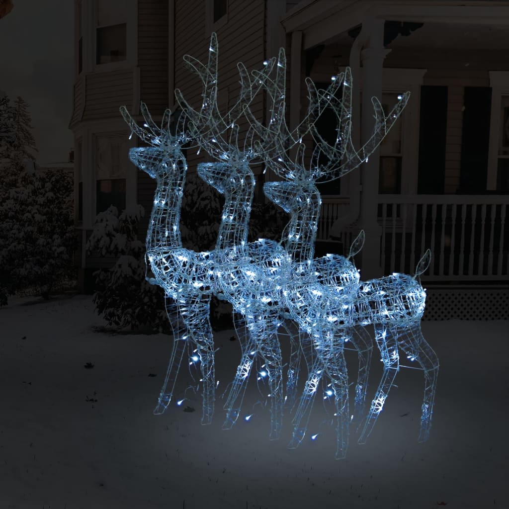 VidaXL décorations de Noël rennes 3 pcs 120 cm acrylique blanc froid