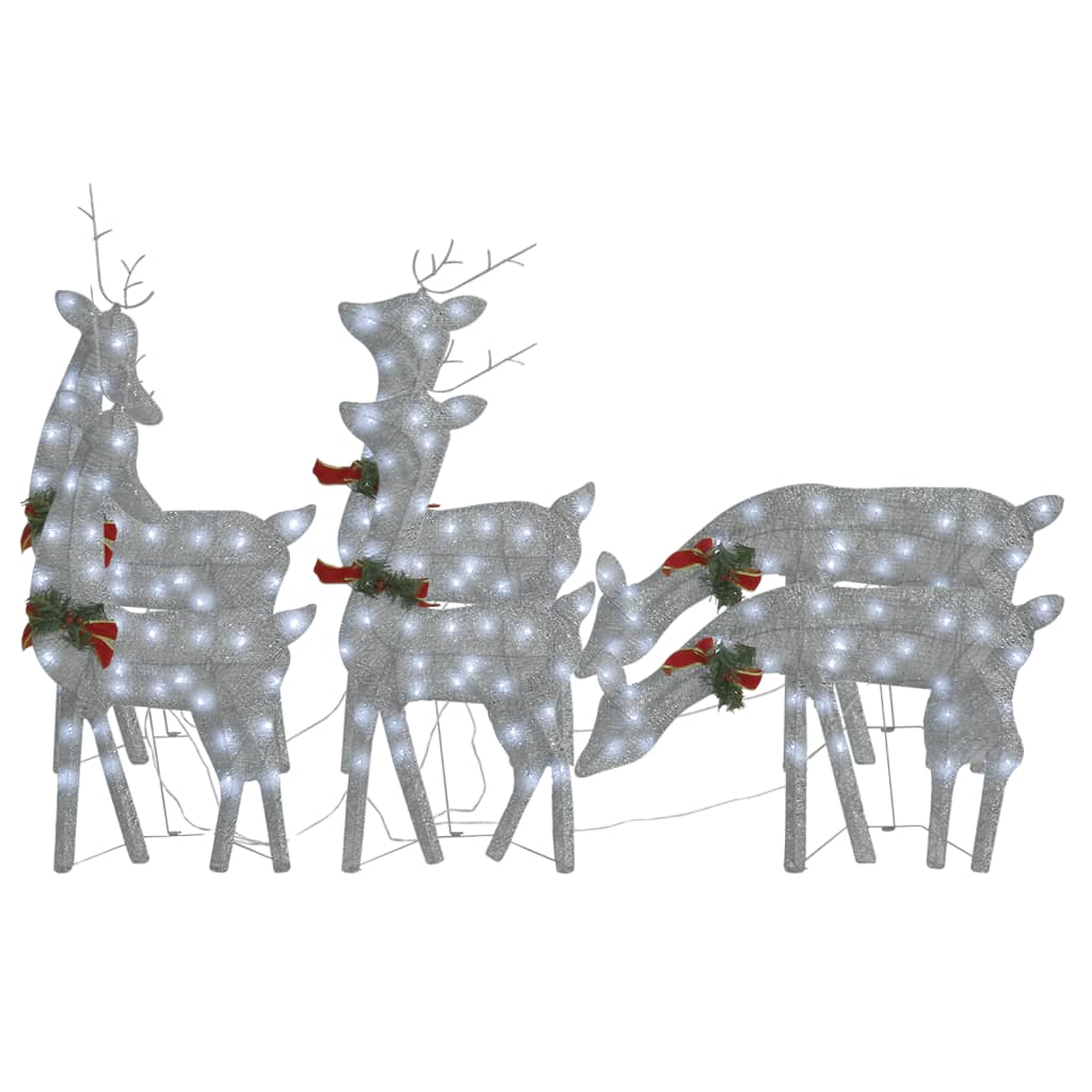 VidaXL Renne de Noël 6 pcs maille blanc froid couleur argent