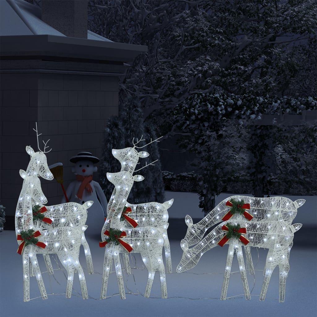 VidaXL Renne de Noël 6 pcs blanc chaud maille blanc