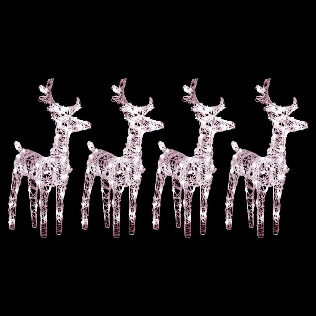 VidaXL Renne de Noël 4 pcs 160 LEDs acrylique blanc chaud