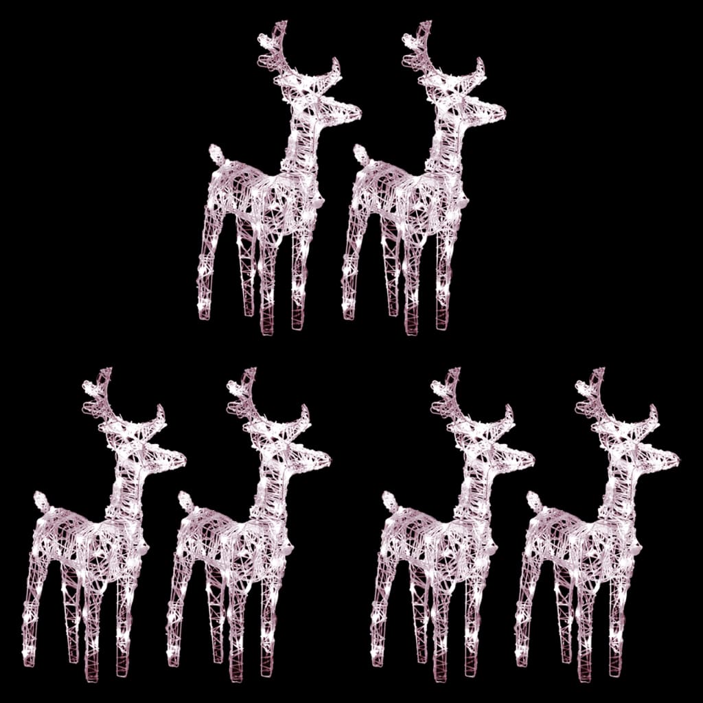 VidaXL Renne de Noël 6 pcs 240 LEDs acrylique blanc chaud