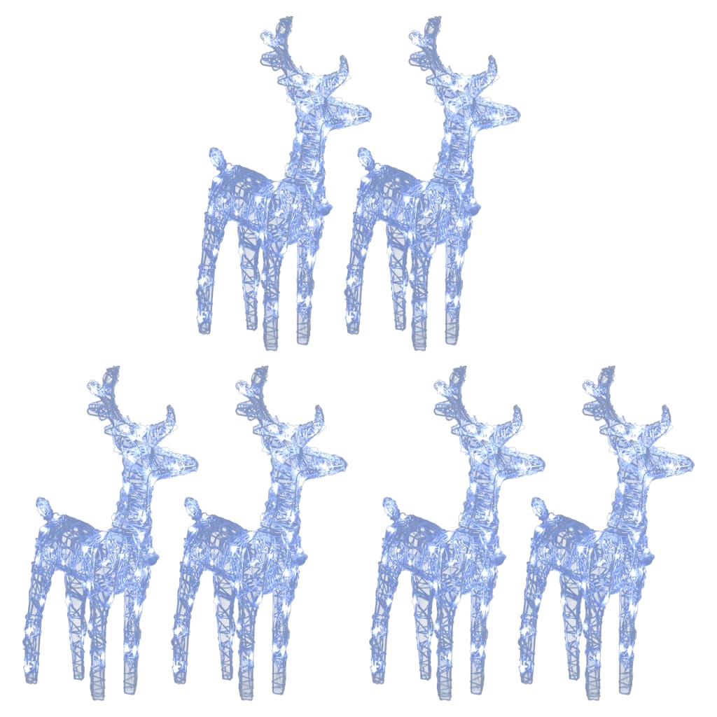VidaXL Renne de Noël 6 pcs 240 LEDs acrylique blanc froid