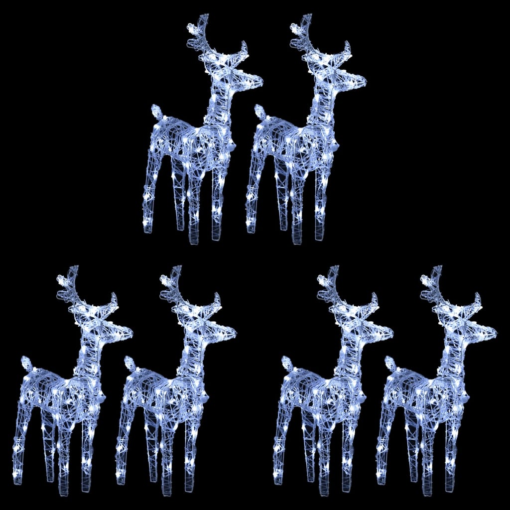 VidaXL Renne de Noël 6 pcs 240 LEDs acrylique blanc froid
