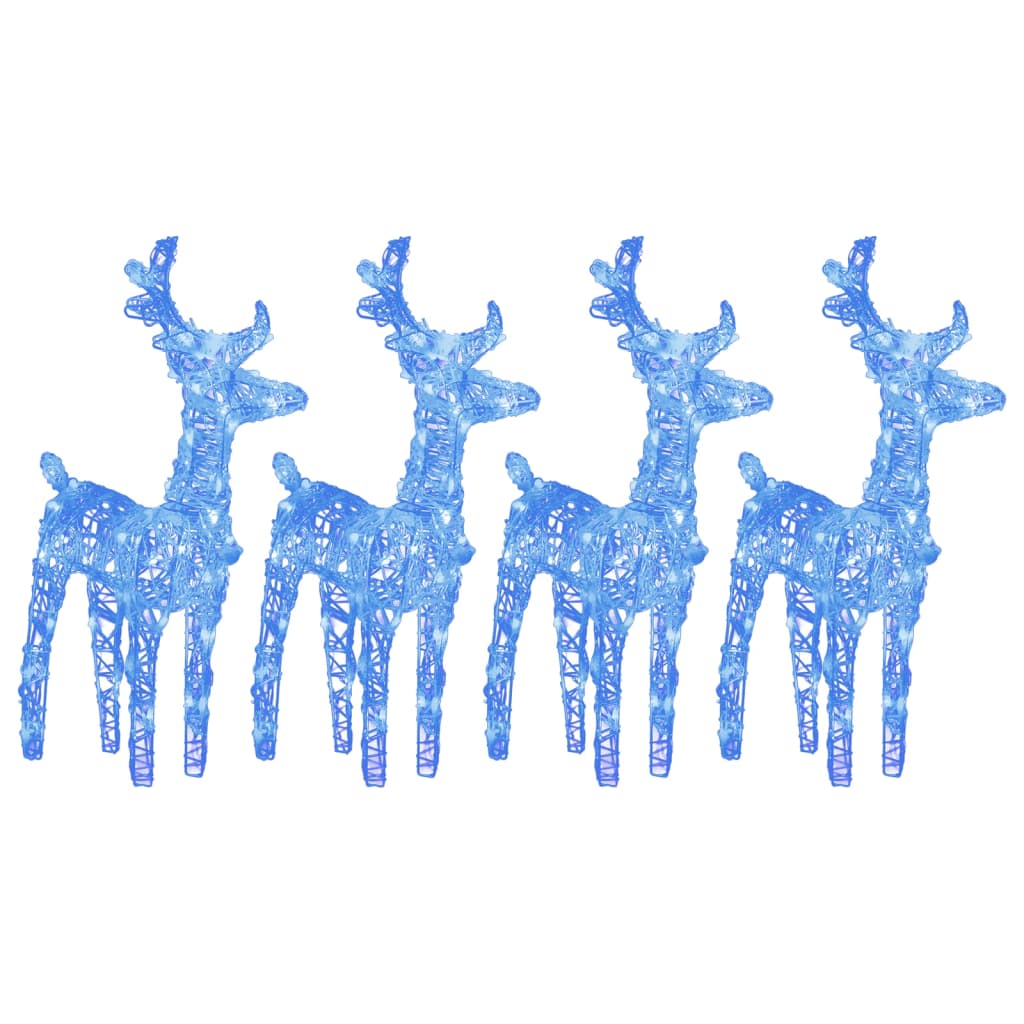 VidaXL Renne de Noël 4 pcs 160 LED acrylique bleu