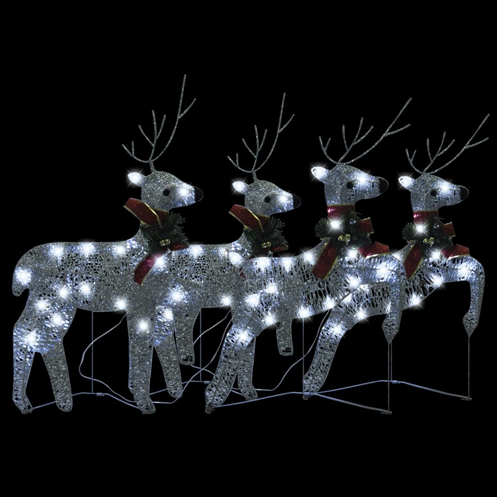 VidaXL Renne de Noël 4 pcs 80 LED couleur argent