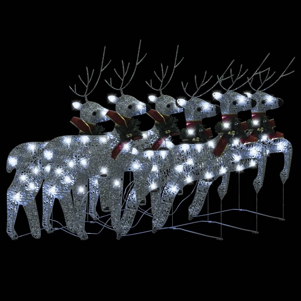 VidaXL Renne de Noël 6 pcs 120 LED argent