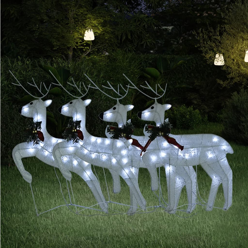 VidaXL Renne de Noël 4 pcs 80 LED blanc