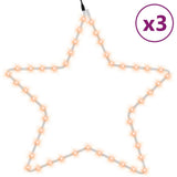 VidaXL figurines de Noël étoiles avec 48 LED 3 pcs 56 cm blanc chaud