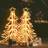 VidaXL Arbre à figurines de Noël 2 pcs pliable avec LED 87x87x93 cm blanc chaud
