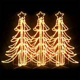 VidaXL Arbre à figurines de Noël 3 pcs pliable avec LED 87x87x93 cm blanc chaud