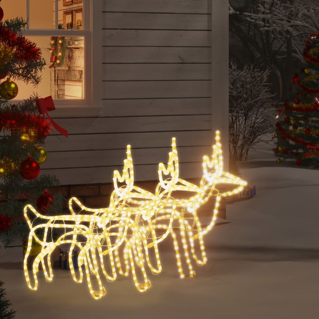 VidaXL figurine de Noël renne 3 pcs 60x30x60 cm blanc chaud