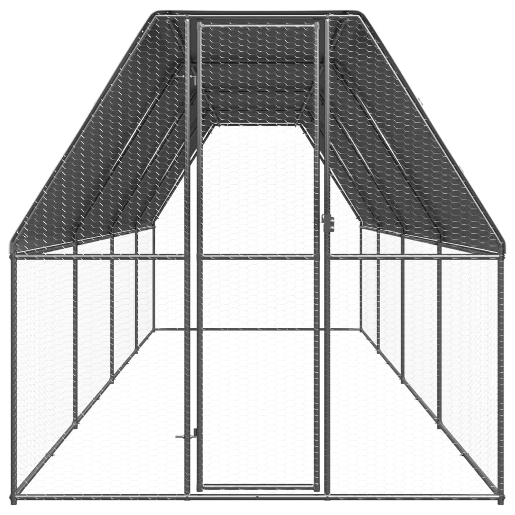 VidaXL Poulailler extérieur pour poules 2x8x2 m en acier galvanisé