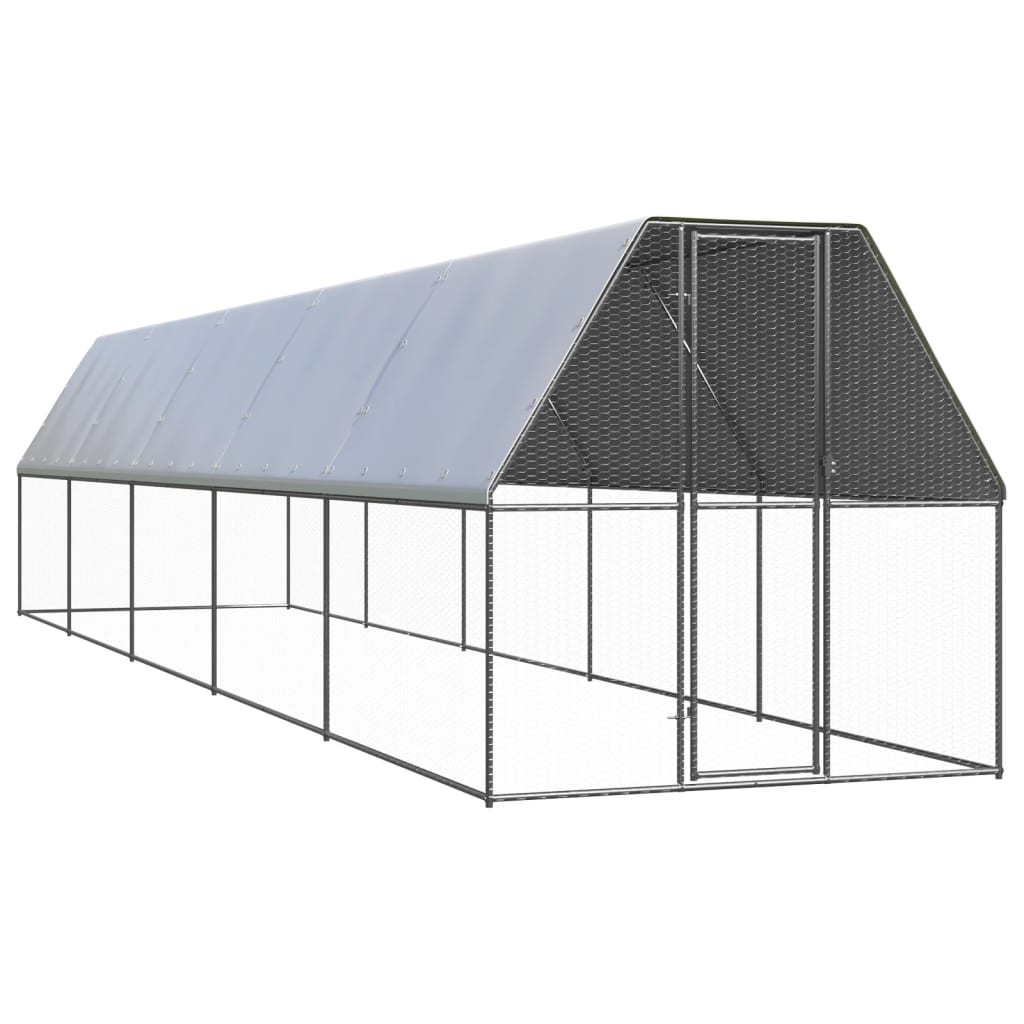 VidaXL Poulailler extérieur pour poules 2x10x2 m en acier galvanisé