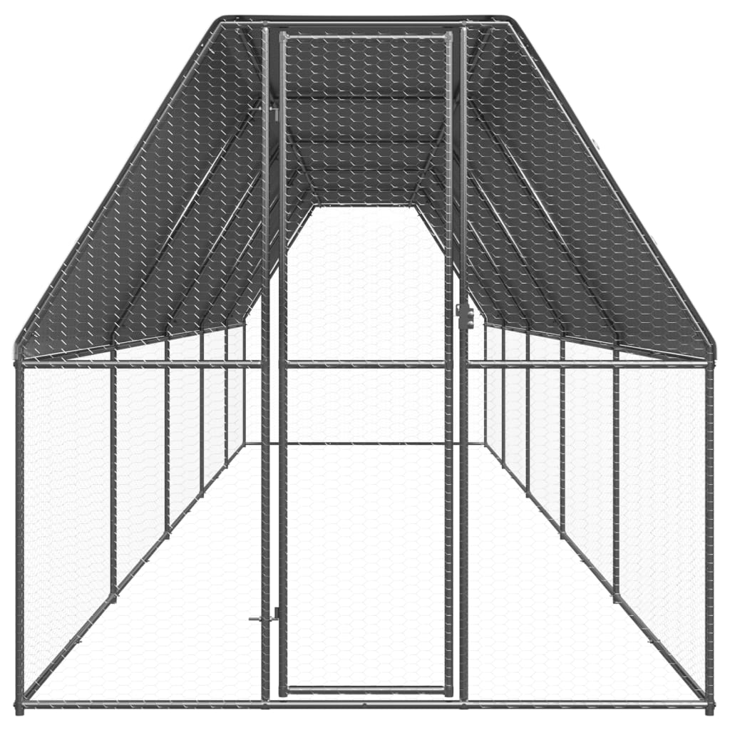 VidaXL Poulailler extérieur pour poules 2x10x2 m en acier galvanisé