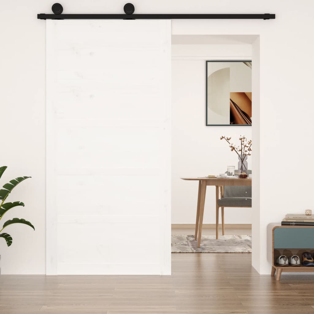 Puerta corredera de Vidaxl 100x1.8x204.5 cm de pino sólido blanco