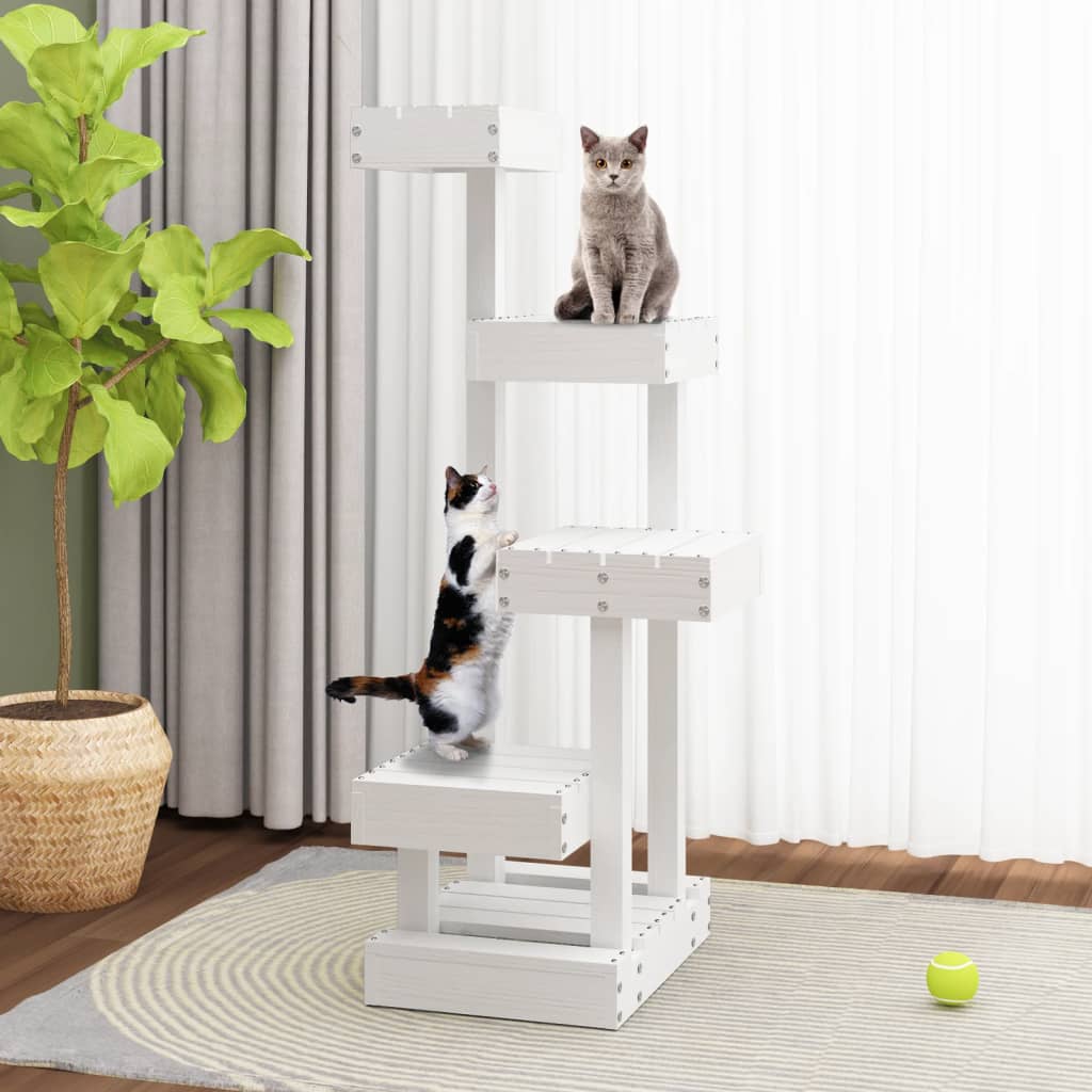 Vidaxl Cat Furniture 45.5x49x103 cm Pine solide blanc