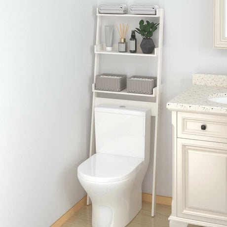 Vidaxx étagère de toilette 63,5x32x179 cm bois de pin massif blanc