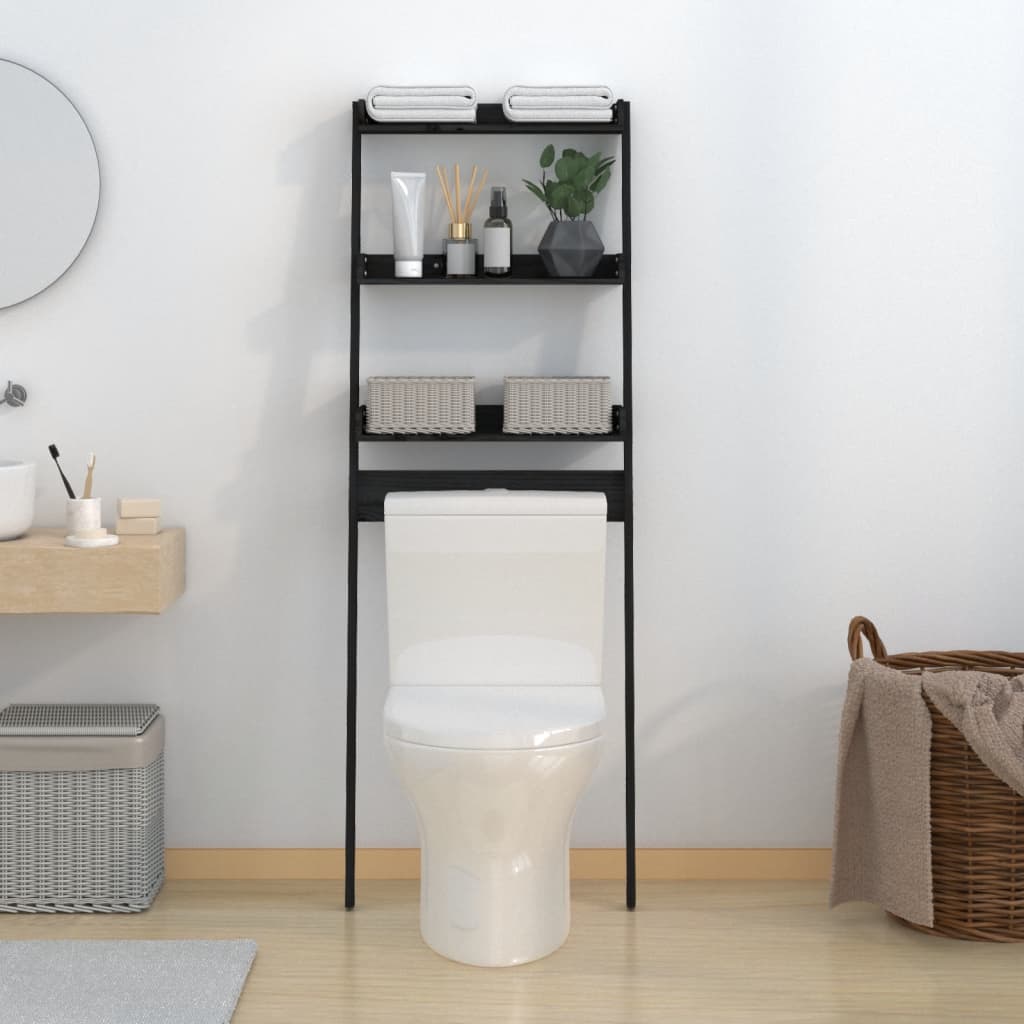 Rack de toilettes Vidaxl 63.5x32x179 cm Bois de pin massif noir