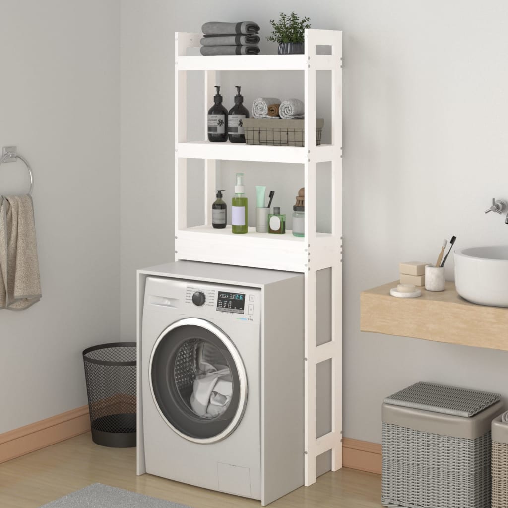 Vidaxx étagère de toilette 63x26x171 cm bois de pin massif blanc