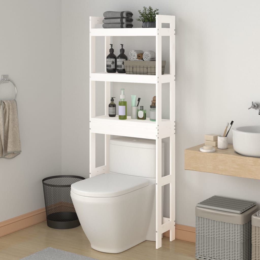 Vidaxx étagère de toilette 63x26x171 cm bois de pin massif blanc