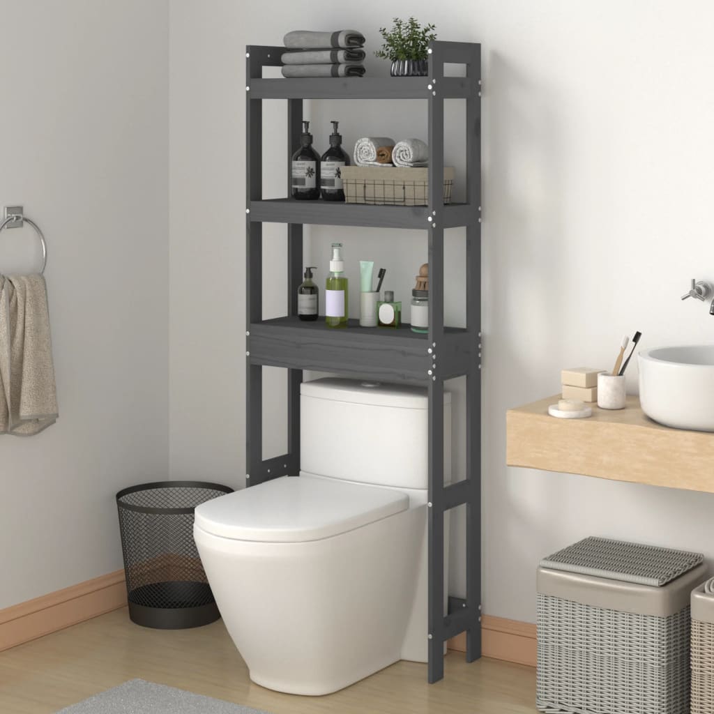 Vidaxx étagère de toilette 63x26x171 cm bois de pin massif gris