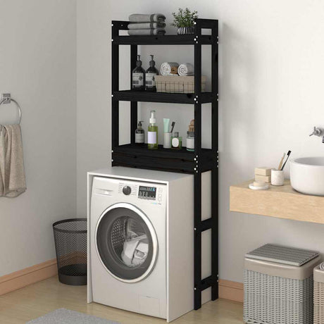 Vidaxx étagère de toilette 63x26x171 cm bois de pin massif noir
