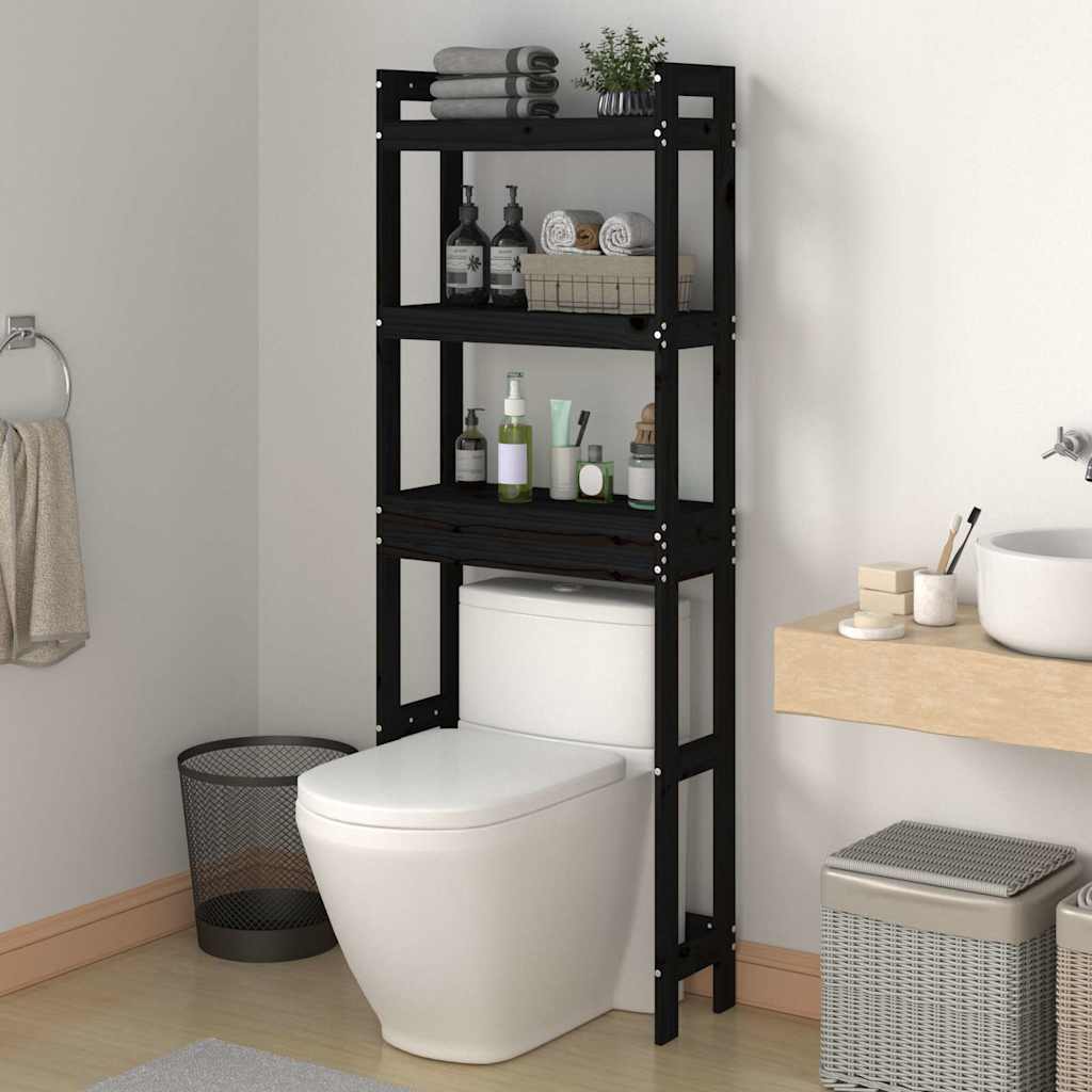 Vidaxx étagère de toilette 63x26x171 cm bois de pin massif noir