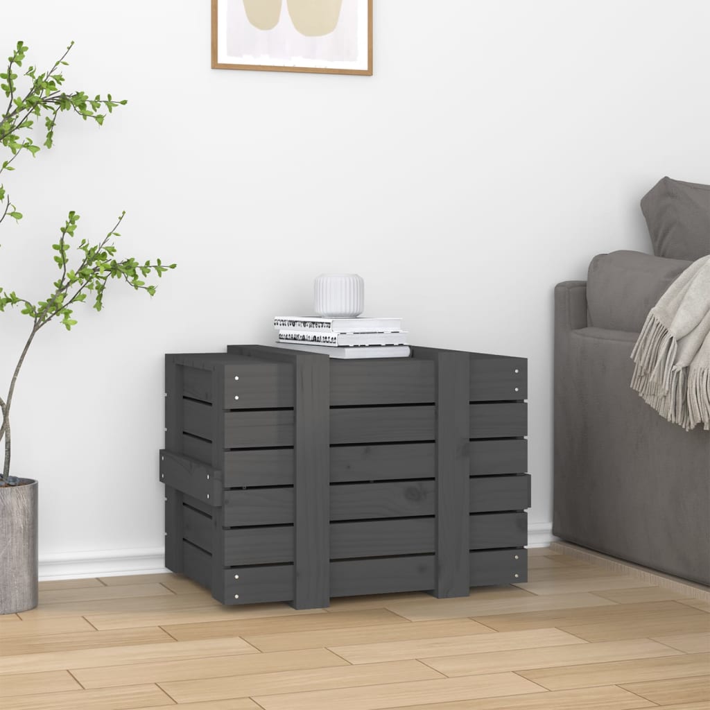 Vidaxx boîte de rangement 58x40,5x42 cm bois de pin massif gris