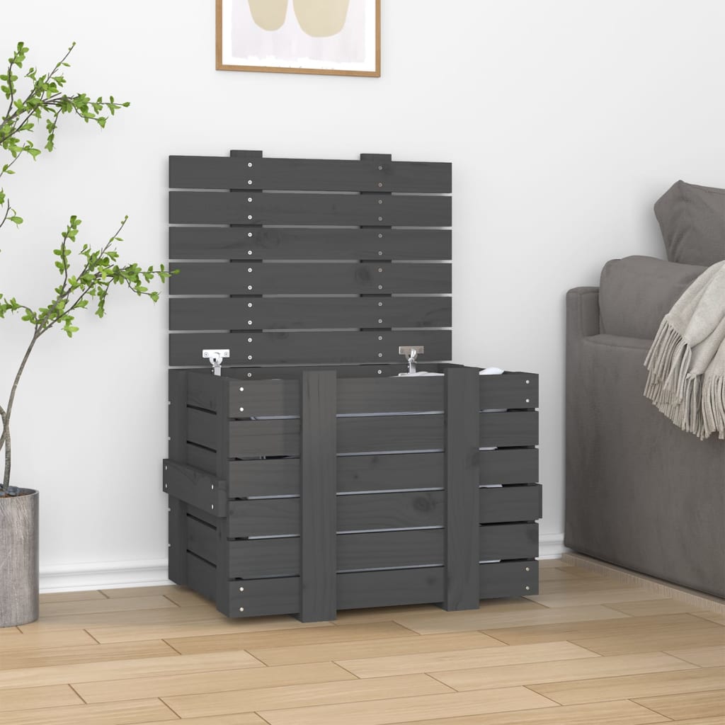 Vidaxx boîte de rangement 58x40,5x42 cm bois de pin massif gris