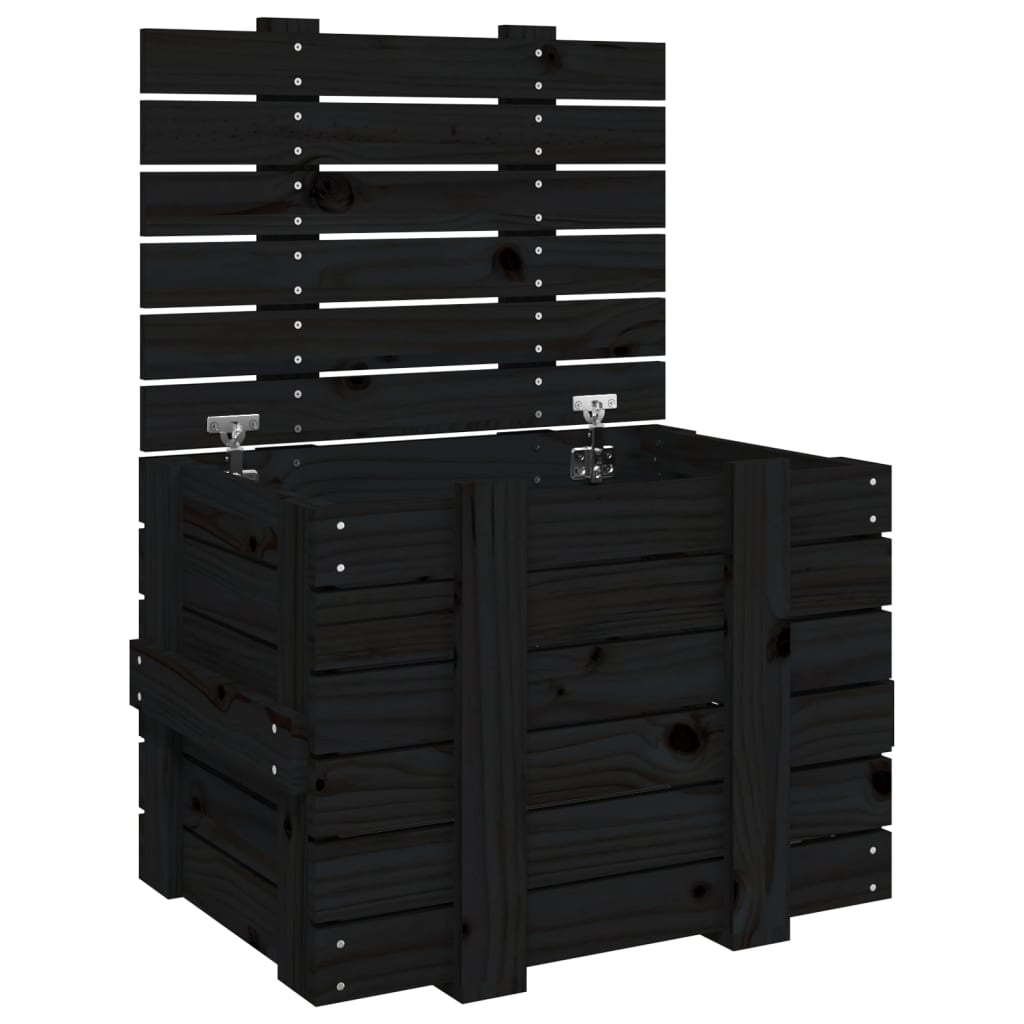 Vidaxx boîte de rangement 58x40,5x42 cm bois de pin massif noir