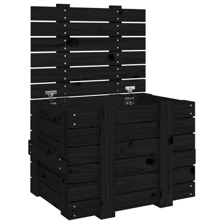 Vidaxx boîte de rangement 58x40,5x42 cm bois de pin massif noir