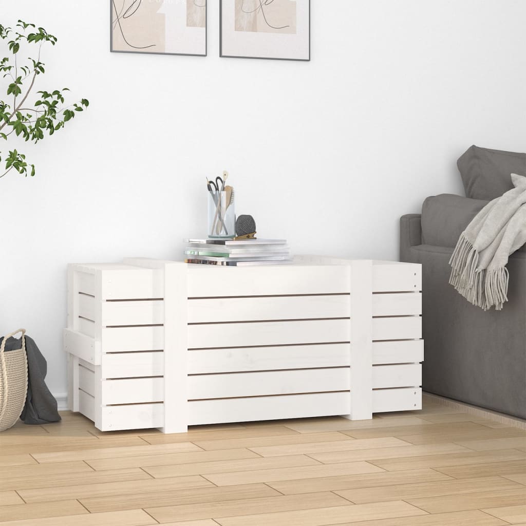 VidaXL Boîte de rangement 91x40,5x42 cm bois de pin massif blanc