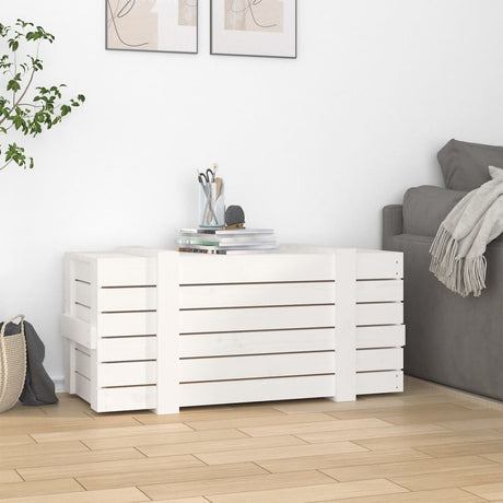 VidaXL Boîte de rangement 91x40,5x42 cm bois de pin massif blanc