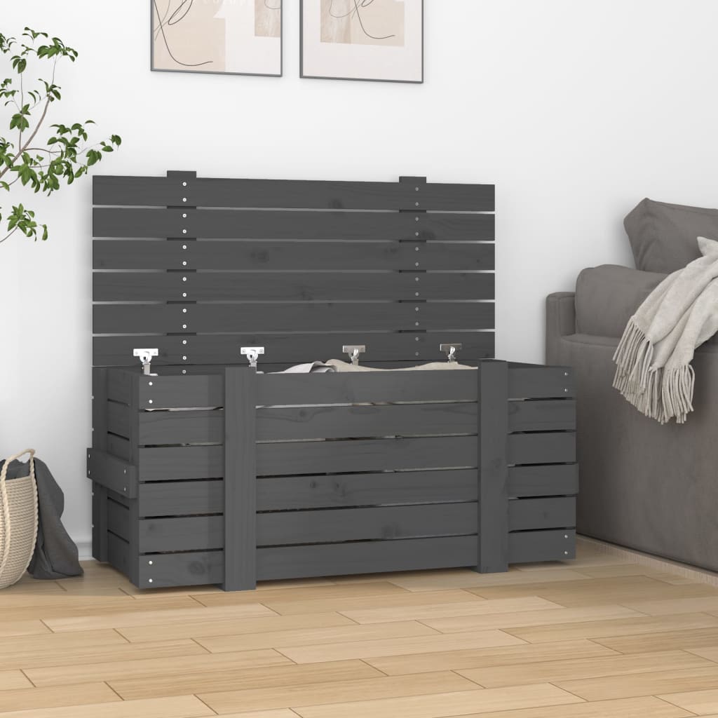 Vidaxl Storage box 91x40.5x42 cm Solid pine Gray