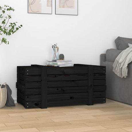 Vidaxx boîte de rangement 91x40,5x42 cm bois de pin massif noir