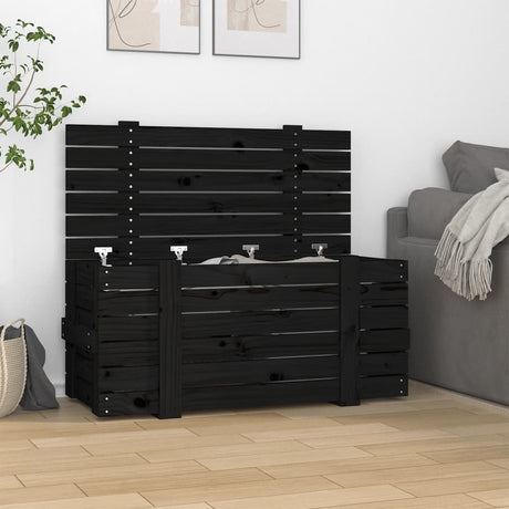 Vidaxx boîte de rangement 91x40,5x42 cm bois de pin massif noir