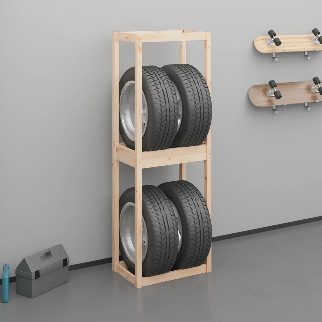 Vidaxl Tire Rack 63x40x180 cm Solid Pine