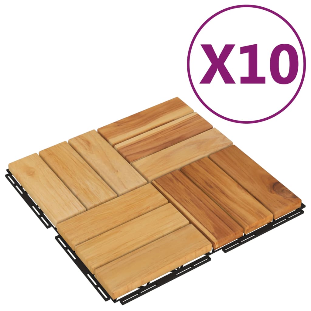 Vidaxl Terrace Fliser 10 stk 30x30 cm fast teak træ