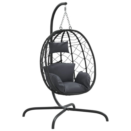 Vidaxl fauteuil suspendu avec coussin poly rotin et acier anthracite
