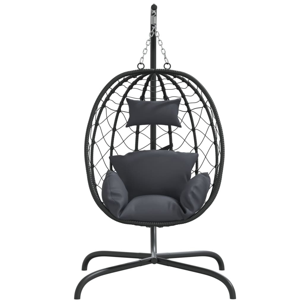 Vidaxl fauteuil suspendu avec coussin poly rotin et acier anthracite