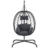 Vidaxl fauteuil suspendu avec coussin poly rotin et acier anthracite