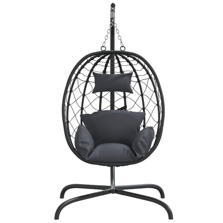 Vidaxl fauteuil suspendu avec coussin poly rotin et acier anthracite