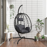 Vidaxl fauteuil suspendu avec coussin poly rotin et acier anthracite