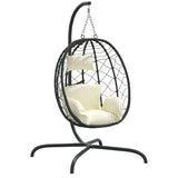 VidaXL fauteuil suspendu avec coussin poly rotin et acier blanc crème