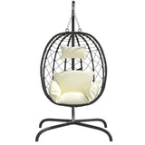 VidaXL fauteuil suspendu avec coussin poly rotin et acier blanc crème