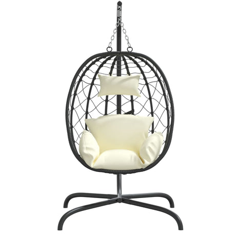 VidaXL fauteuil suspendu avec coussin poly rotin et acier blanc crème