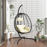 VidaXL fauteuil suspendu avec coussin poly rotin et acier blanc crème