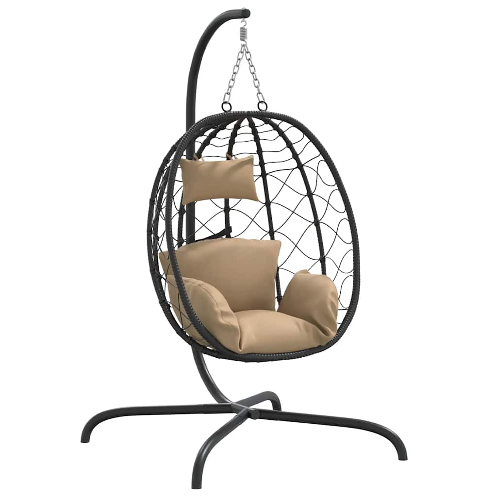 VidaXL fauteuil suspendu avec coussin poly rotin et acier taupe