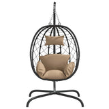 VidaXL fauteuil suspendu avec coussin poly rotin et acier taupe